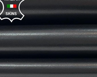 JET BLACK SMOOTH Italian Calfskin Calf Cow Leather pack 2 hides skins total 12sqf 1.0mm #C2191