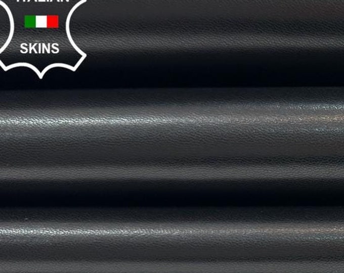 JET BLACK SMOOTH Italian Calfskin Calf Cow Leather pack 2 hides skins total 12sqf 1.0mm #C2191
