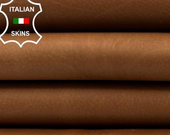 NATURAL SANDY CAMEL Brown Soft Italian Calfskin Calf Cow Baby Buff leather hide hides skin skins 7+sqf 0.9mm #C5067