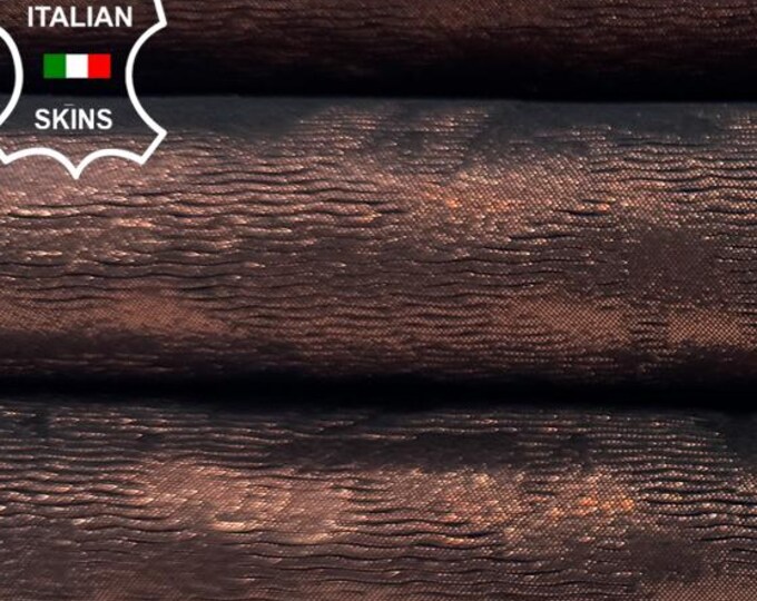 Delivered Duty Paid-METALLIC BURGUNDY TEXTURED Printed On Thick Italian Calf leather skin 11sqf 1.3mm #C6670