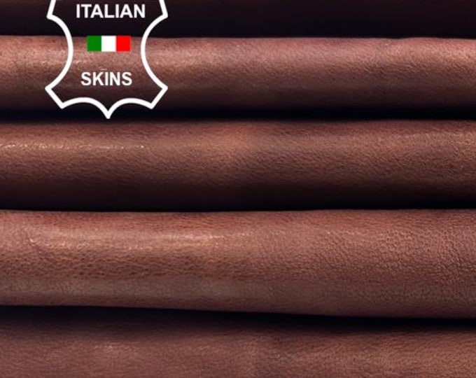 BROWN WASHED RUSTIC Antiqued Vegetable Tan Thick Soft Italian Lambskin Sheep Lamb leather pack 2 hides skins total 14sqf 1.1mm #C5729