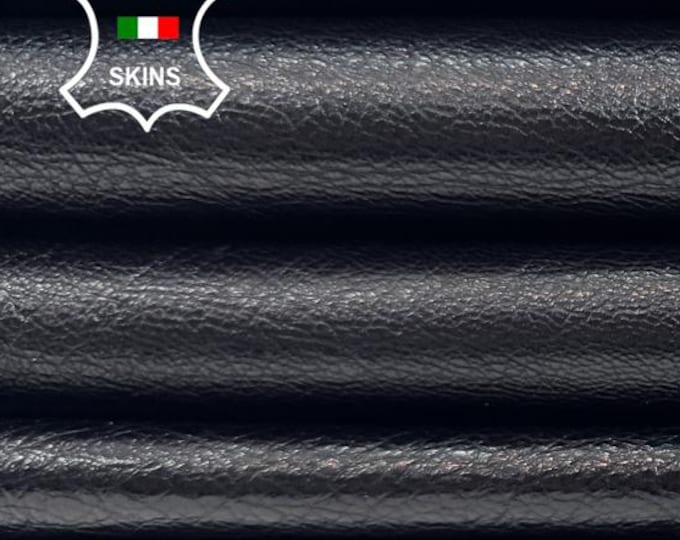 BLACK SHINY ROUGH Soft Italian Goatskin Goat leather pack 3 hides skins total 15sqf 0.9mm #C6123