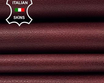 Delivered Duty Paid-WINE BORDEAUX Distressed Antiqued Rough Thick Italian Goat leather pack 2 skins total 10sqf 1.1mm #C4680