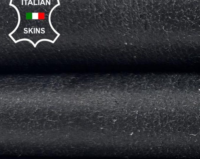 DARK GREY CRACKED Vintage Look Thick Italian Lambskin Sheep Lamb Leather hide hides skin skins 8sqf 1.4mm #C6192