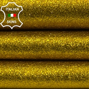 METALLIC YELLOW CRISPY Rough Thick Soft Italian Goatskin Goat Leather hide hides skin skins 5+sqf 1.2mm #C4965