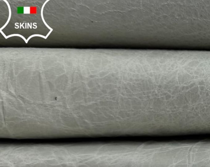 LIGHT GREY CRINKLED Rough Strong Italian Goatskin Goat Leather hide hides skin skins 8sqf 1.0mm #C6187