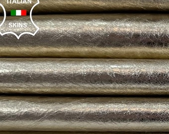 METALLIC LIGHT GOLD Crinkled Soft Italian Lambskin Sheep Lamb leather pack 2 hides skins total 11sqf 0.9mm #C6543
