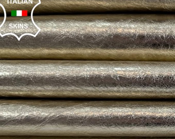 METALLIC LIGHT GOLD Crinkled Soft Italian Lambskin Sheep Lamb leather pack 2 hides skins total 11sqf 0.9mm #C6543