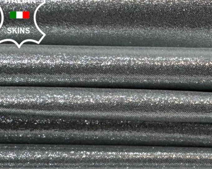 Delivered Duty paid - METALLIC SILVER Shimmer Thin Soft Italian Lamb leather pack 2 skins total 12sqf 0.6mm #C7379