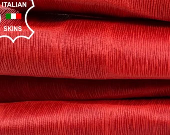 RED CROCODILE PRINT On Vegetable Tan Italian Goat leather pack 2 skins total 5+sqf 1.0mm #C7364