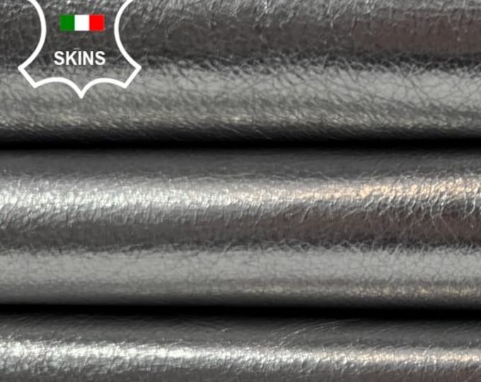 METALLIC SILVER ROUGH Soft Italian Lambskin Sheep Lamb Leather hide hides skin skins 7sqf 0.8mm #C6311