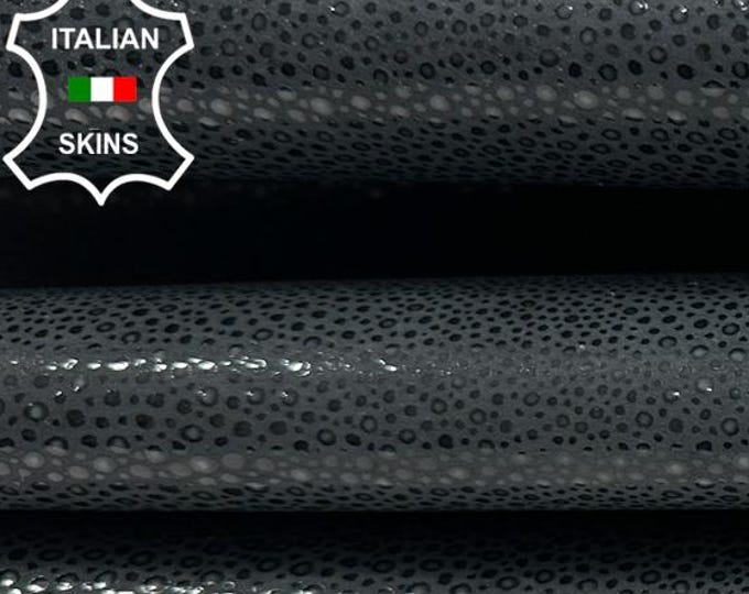 SHINY REPTILE PRINT On Grey Thick Strong Italian Calfskin Calf Cow leather hide hides skin skins 4+sqf 1.5mm #C3748