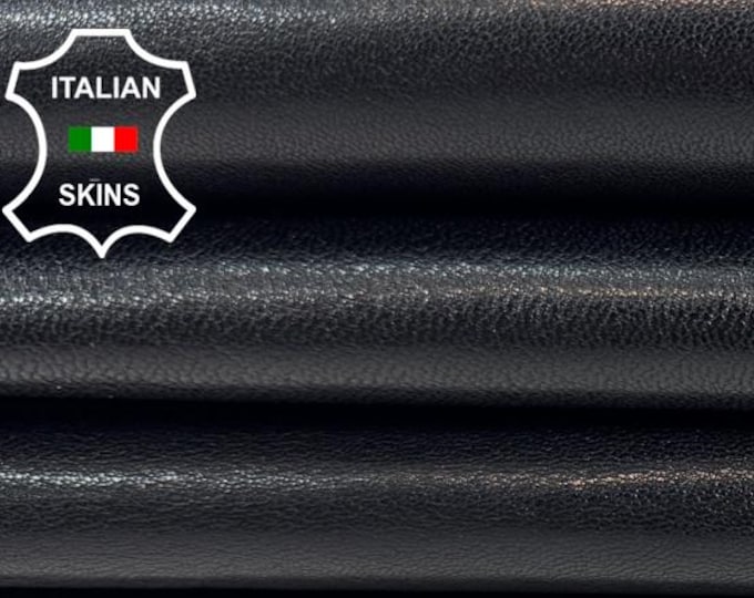 Delivered Duty paid - BLACK WASHED SHINY Thick Italian Calf Leather pack 2 skins total 12sqf 1.6mm #C7582