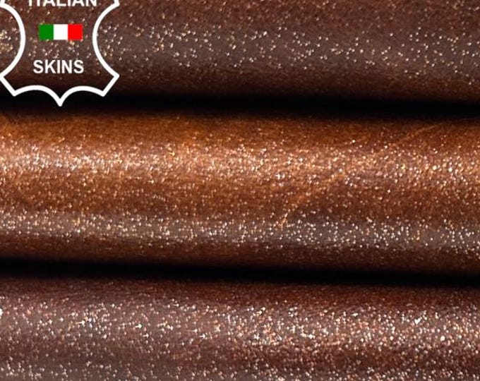BROWN DISTRESSED GLITTERS Pearlised Italian Goatskin Goat leather pack 2 hides skins total 8sqf 0.8mm #C5795