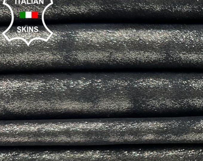 METALLIC CHROME ANTIQUED Distressed Cracked Soft Italian Lambskin Sheep Lamb Leather pack 5 hides skins total 25sqf 1.0mm #C5946