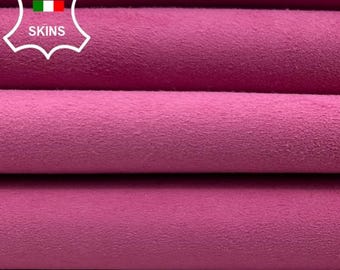 Delivered Duty Paid-PINK SUEDE Italian Goatskin Goat Leather pack 2 skins total 7sqf 0.8mm #C5390