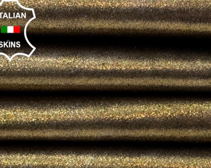 Delivered Duty paid - METALLIC BRONZE SHIMMER Print Vintage Look Italian Goat leather pack 2 skins total 8sqf 1.0mm #C7677