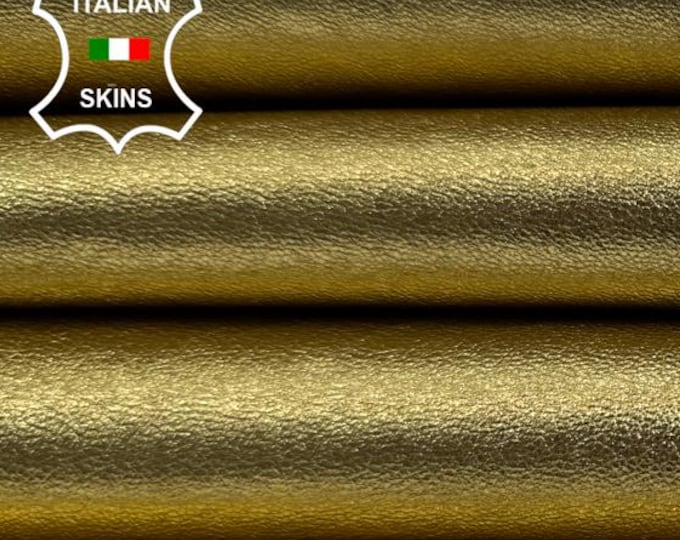 METALLIC RICH GOLD Soft Italian Lambskin Sheep Lamb leather hide hides skin skins 6sqf 0.9mm #C6083
