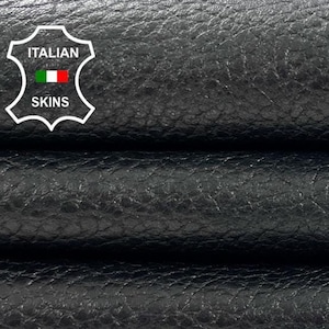 BLACK PEBBLE GRAINY Shiny Vegetable Tan Thick Italian Goatskin Goat Leather hide hides skin skins 7+sqf 1.1mm #C1535
