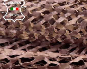 Delivered Duty Paid-NET WASHED NUDE Laser Engraved Soft Italian Lamb leather skin 7+sqf 0.7mm #C6841