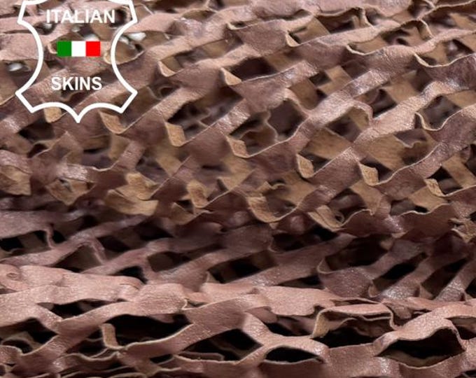 Delivered Duty Paid-NET WASHED NUDE Laser Engraved Soft Italian Lamb leather skin 7+sqf 0.7mm #C6841