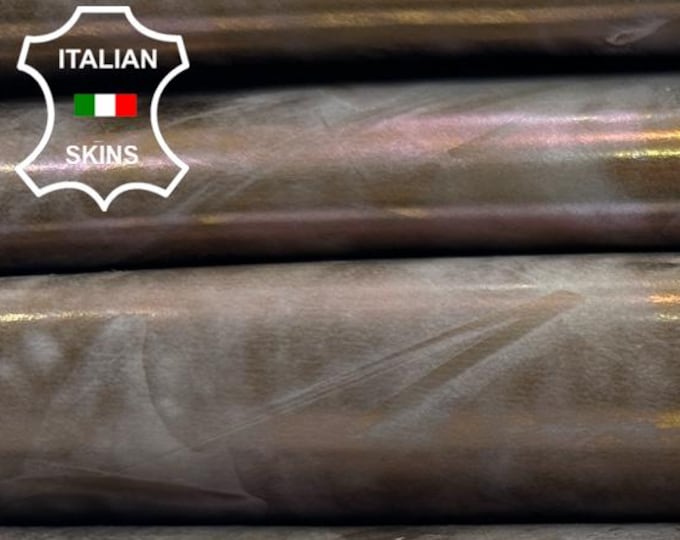 METALLIC PINK & BRONZE Distressed Strong Italian Calfskin Calf Cow leather pack 3 hides skins total 20sqf 0.8mm #C5758