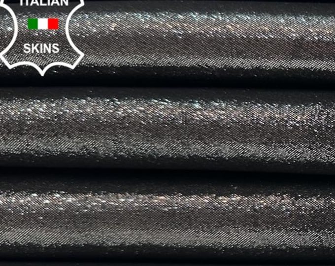 METALLIC GUNMETAL LEAD Shimmer Lame Print Soft Italian Goatskin Goat leather pack 5 hides skins total 16+sqf 0.8mm #C5561