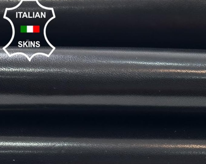 BLACK SEMI GLOSS Thick Strong Italian Calfskin Calf Cow Baby Buff leather pack 2 hides skins total 11+sqf 1.3mm #C5157
