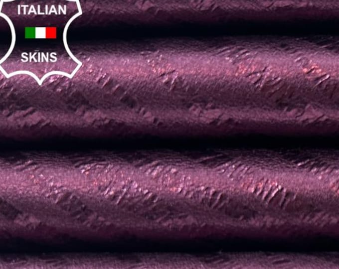METALLIC PLUM Zebra Print On Crinkled Soft Italian Lambskin Sheep Lamb leather hide hides skin skins 8sqf 0.8mm #C5767
