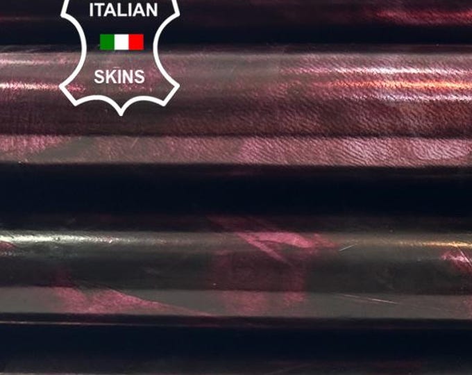 METALLIC WINE PLUM Distressed Strong Italian Calfskin Calf Cow leather pack 3 hides skins total 18+sqf 0.9mm #C5760