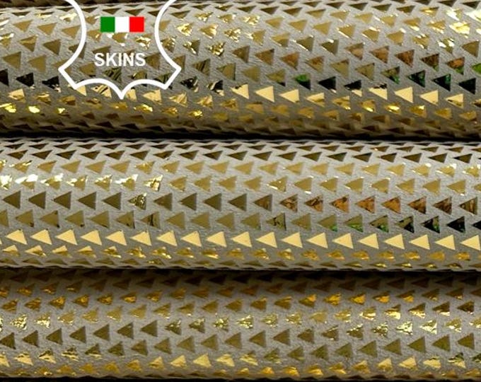METALLIC GOLD TRIANGLES  Print On Strong Italian Goatskin Goat leather pack 3 hides skins total 8+sqf 0.8mm #C4328