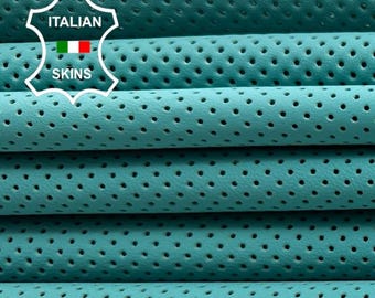 Delivered Duty Paid-AZURE BLUE PINHOLES Perforated Print Thin Soft Italian Lamb leather pack 2 skins total 12+sqf 0.6mm #C5221