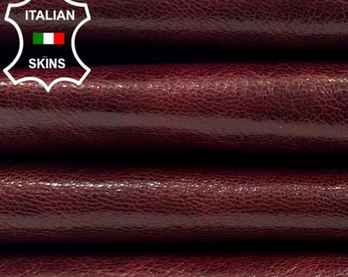 MAROON RED ANTIQUED Rustic Vintage Look Shiny Rough Vegetable Tan Italian Goatskin Goat leather pack 2 hides skins total 9+sqf 0.9mm #C4595