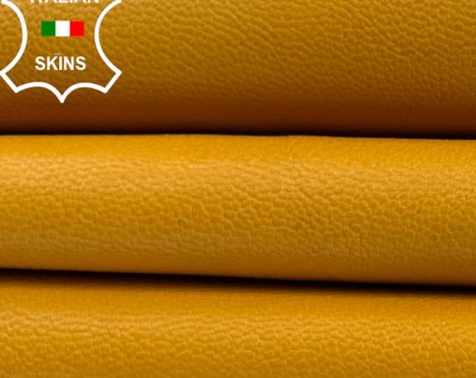 SAFFRON YELLOW GRAINY Rough Soft Italian Goatskin Goat Leather pack 2 hides skins total 9+sqf 1.0mm #C6183