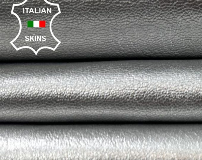 METALLIC SILVER ROUGH Thick Soft Italian Goatskin Goat leather hide hides skin skins 5sqf 1.2mm #C5806A