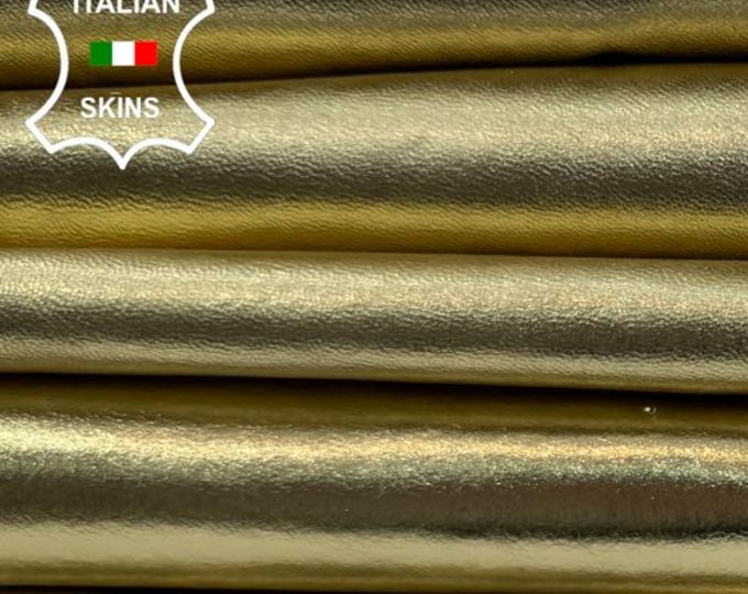 METALLIC GOLD Thin Soft Italian Goatskin Goat leather pack 2 hides skins total 14sqf 0.6mm #C6196