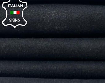 Delivered Duty Paid-MIDNIGHT BLUE BLACK On Beige Thin Soft Italian Lambskin leather pack 4  skins total 25sqf 0.6mm #C5453