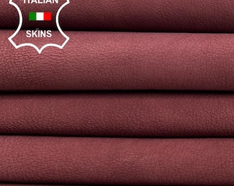 WASHED WINE ROUGH VegetableTan Vintage Look Thick Italian Goatskin Goat Leather pack 4 hides skins total 18+sqf 1.5mm #C2385