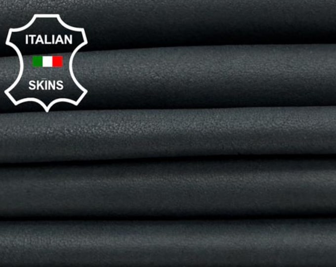 Delivered Duty paid - NATURAL ANTHRACITE BLACK Naked Soft Italian Lamb leather pack 7 skins total 42sqf 1.0mm #Z31