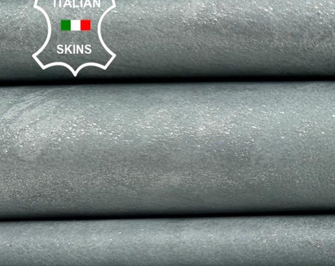 LIGHT POWDER BLUE Distressed Shimmer Pearlised Vintage Look Italian Goatskin Goat leather pack 7 hides skins total 28sqf 0.7mm #C5465