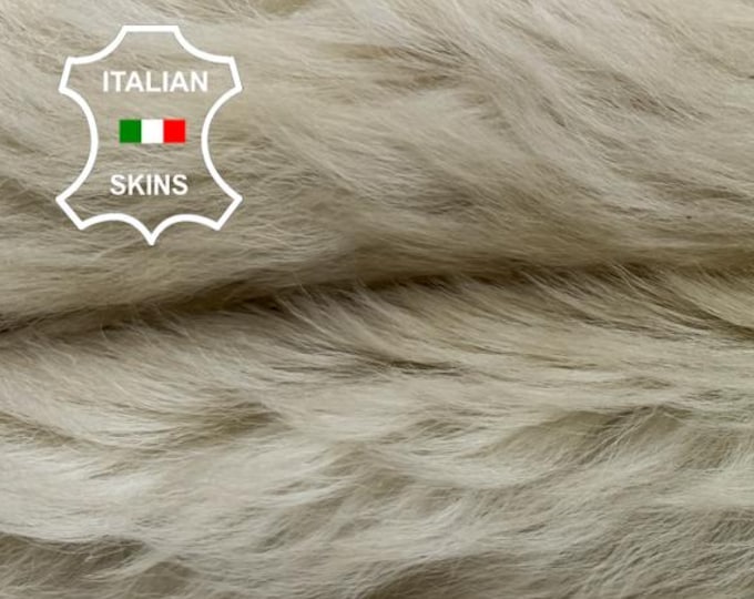IVORY ON BROWN Hair On Soft sheepskin Lamb shearling fur hairy sheep Italian leather 3sqf 17"x25" #C7487