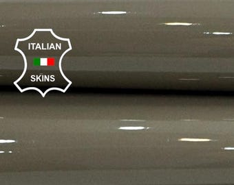 PATENT KHAKI GREY Shiny Thick Strong Italian Calf leather pack 10 skins total 40sqf 1.1mm #Z486