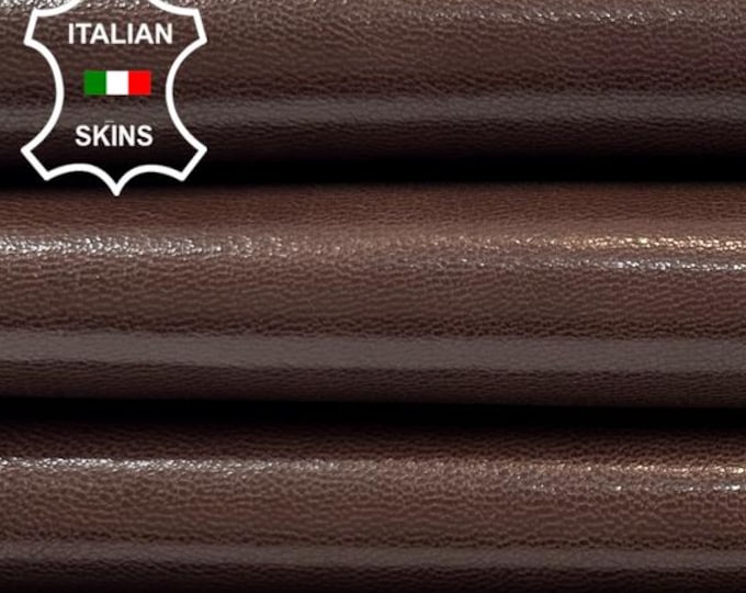BROWN SHINY POLISHED Strong Italian Goatskin Goat leather pack 2 hides skins total 6+sqf 0.8mm #C4309
