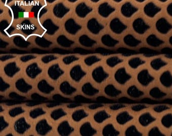 Delivered Duty Paid-TAN BROWN Perforated Soft Italian STRETCH Backed Lamb Leather skin 3+sqf 0.9mm #C6835
