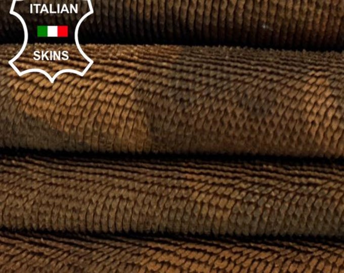 WASHED BROWN TEXTURED Camo Print Vegetable Tan Vintage Look Thick Soft Italian Lambskin Sheep Lamb leather hides skins 3sqf 1.8mm #C5280