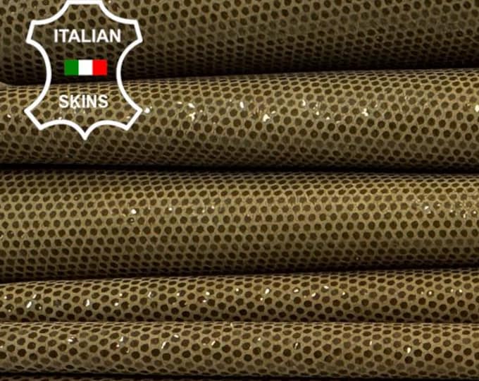 Delivered Duty paid - CAMEL SHINY LAME Print Thin Soft Italian Lamb leather pack 2 skins total 6+sqf 0.5mm #Z34