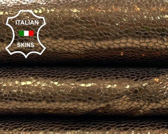 METALLIC BRONZE RPTILE Print Thick Italian Goatskin Goat leather hide hides skin skins 5+sqf 1.0mm #C3900