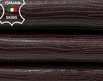 MAROON BROWN TEJUS Reptile Print Embossed On Thick Italian Goatskin Goat Leather hide hides skin skins 8+sqf 1.1mm #C3159