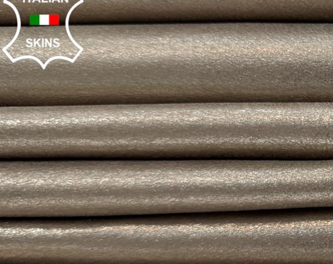 Delivered Duty Paid-METALLIC SHIMMER ECRU Soft Italian Lambskin leather pack 5  skins total 22sqf 0.9mm #C6567