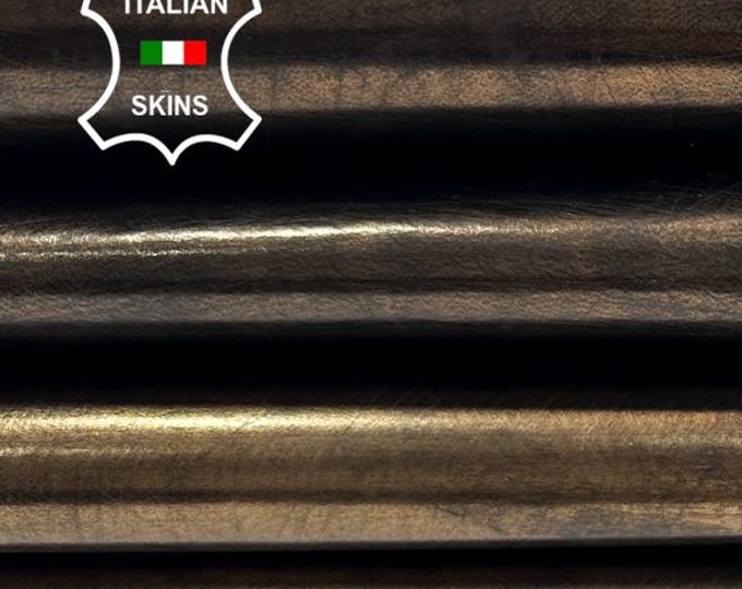 METALLIC ANTIQUED BRONZE Distressed Coated Strong Italian Goatskin Goat leather pack 2 hides skins total 12sqf 1.0mm #C3976
